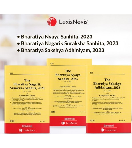 LexisNexis New Criminal Bare Acts Combo Set - The Bharatiya Nagarik Suraksha Sanhita, 2023, The Bharatiya Nyaya Sanhita, 2023 & The Bharatiya Sakshya Adhiniyam, 2023