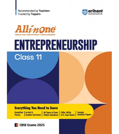 Arihant publication All in One Entrepreneurship Guide  for CBSE Class 11 for 2025 examination 