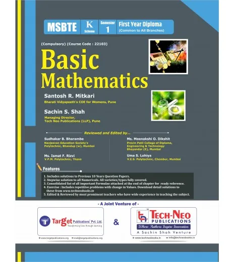 Basic Mathematics K Scheme MSBTE First Year Sem 1 Tech-Neo Publication ...