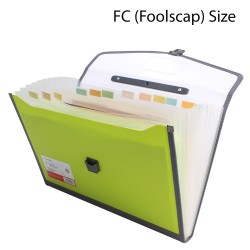 Plastic expanding folder 13 Pockets FC Size Green